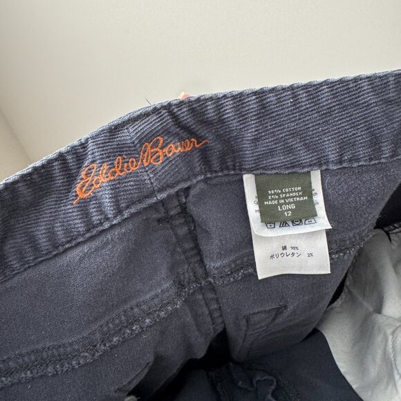 Eddie Bauer Blue Corduroy Mid Rise Bootcut Pants Womens 12 Long Tall Cotton Blen - Picture 7 of 8